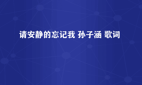 请安静的忘记我 孙子涵 歌词