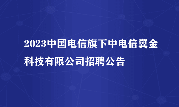 2023中国电信旗下中电信翼金科技有限公司招聘公告