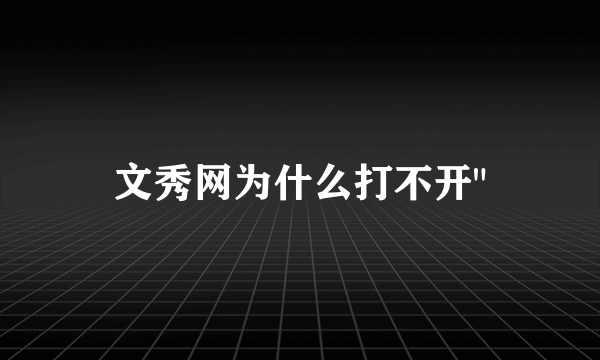 文秀网为什么打不开