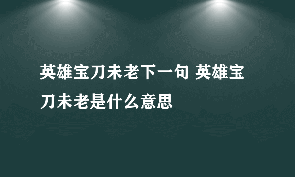 英雄宝刀未老下一句 英雄宝刀未老是什么意思