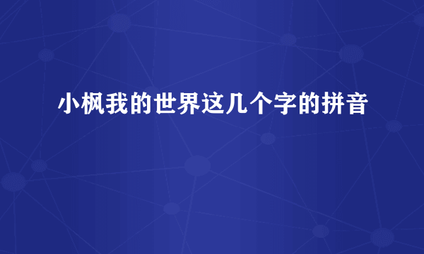 小枫我的世界这几个字的拼音