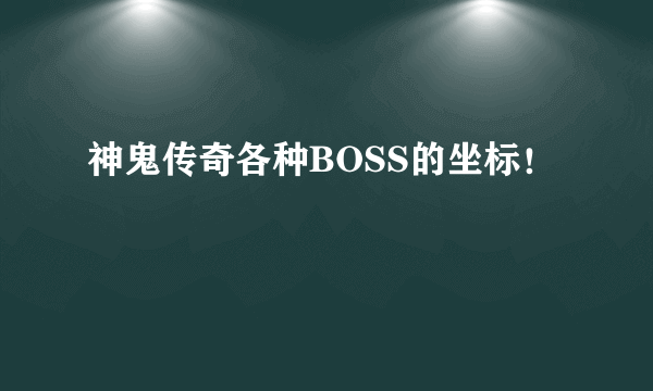 神鬼传奇各种BOSS的坐标！