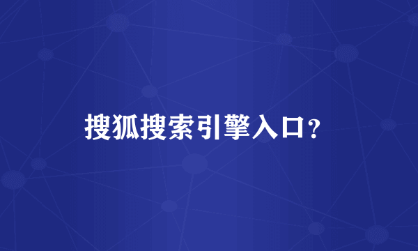 搜狐搜索引擎入口？