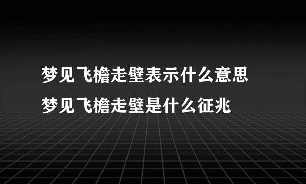 梦见飞檐走壁表示什么意思 梦见飞檐走壁是什么征兆