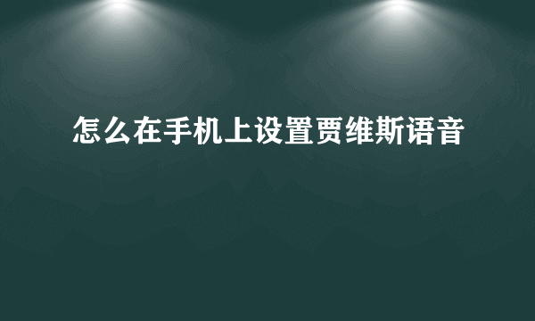 怎么在手机上设置贾维斯语音