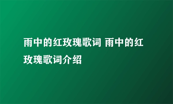 雨中的红玫瑰歌词 雨中的红玫瑰歌词介绍