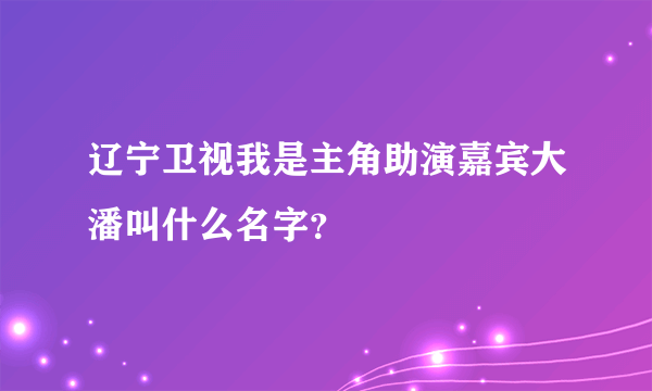 辽宁卫视我是主角助演嘉宾大潘叫什么名字？