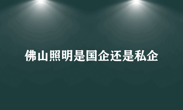 佛山照明是国企还是私企