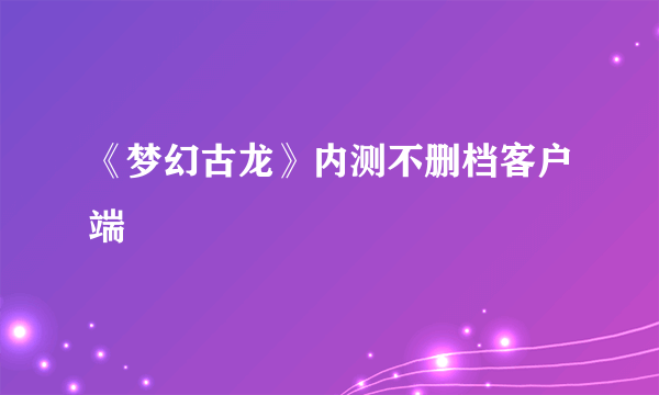 《梦幻古龙》内测不删档客户端