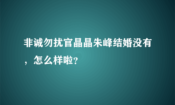 非诚勿扰官晶晶朱峰结婚没有，怎么样啦？