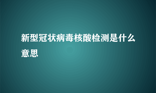 新型冠状病毒核酸检测是什么意思