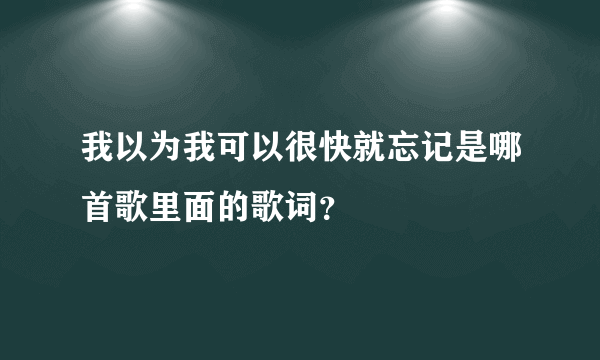 我以为我可以很快就忘记是哪首歌里面的歌词？