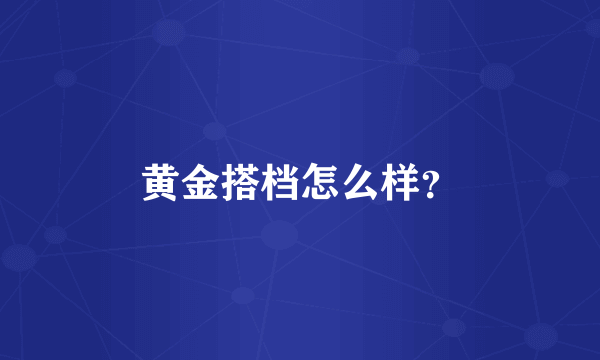 黄金搭档怎么样？