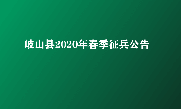 岐山县2020年春季征兵公告