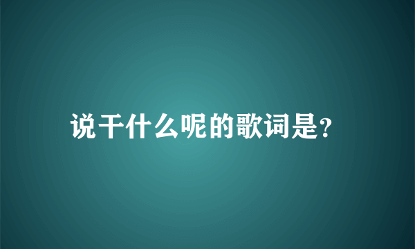 说干什么呢的歌词是？