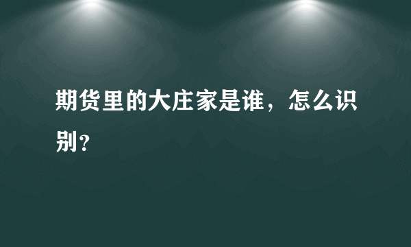 期货里的大庄家是谁，怎么识别？