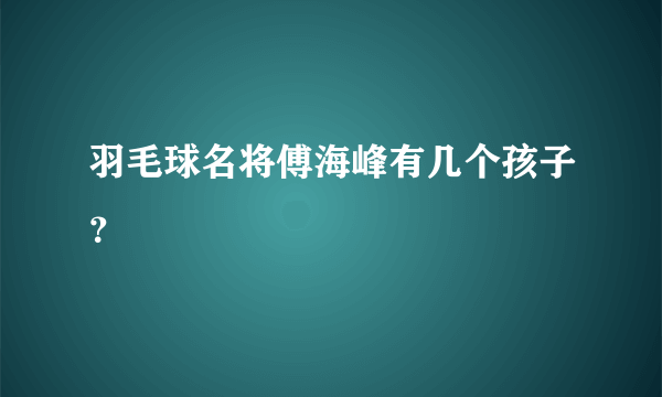 羽毛球名将傅海峰有几个孩子？