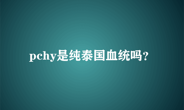 pchy是纯泰国血统吗？