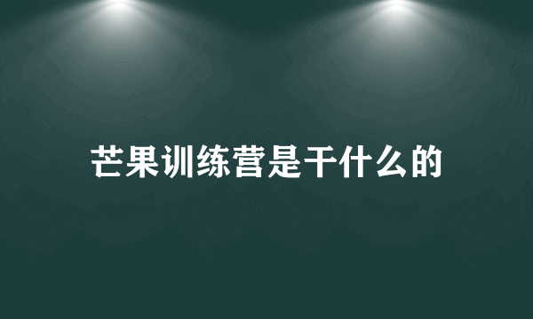 芒果训练营是干什么的