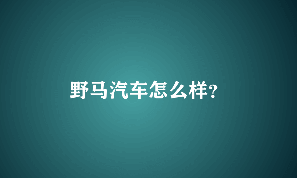 野马汽车怎么样？