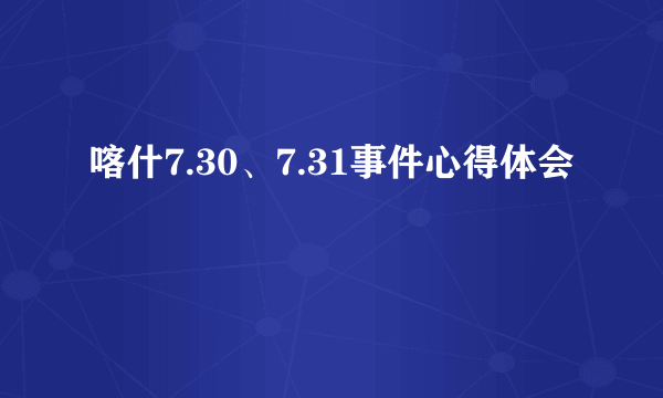 喀什7.30、7.31事件心得体会