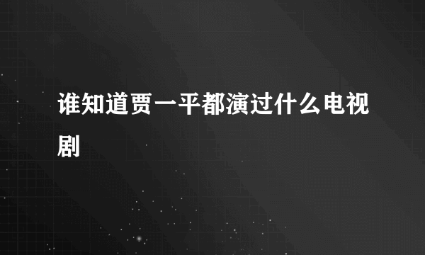 谁知道贾一平都演过什么电视剧