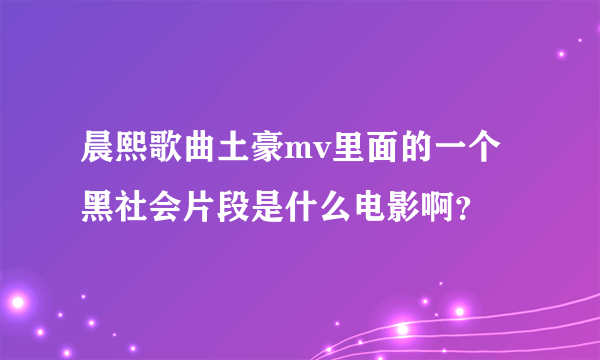 晨熙歌曲土豪mv里面的一个黑社会片段是什么电影啊？