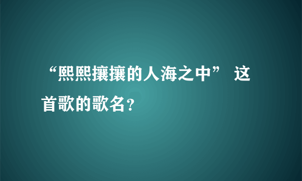 “熙熙攘攘的人海之中” 这首歌的歌名？