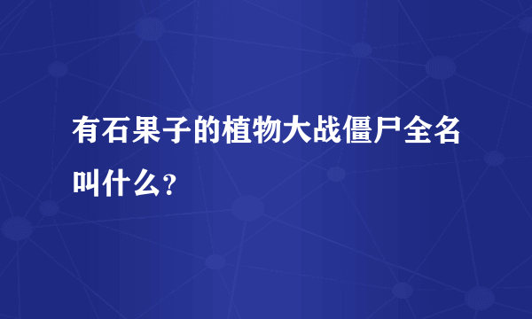 有石果子的植物大战僵尸全名叫什么？