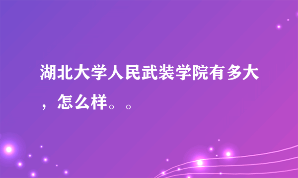 湖北大学人民武装学院有多大，怎么样。。