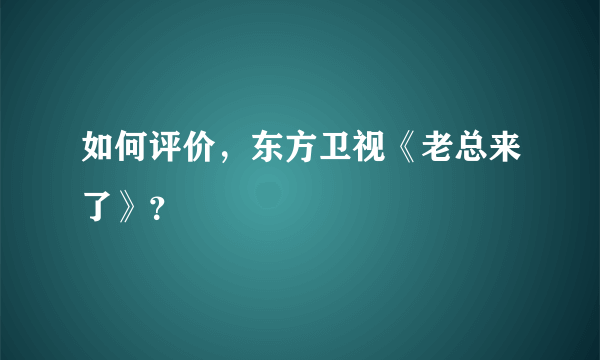 如何评价，东方卫视《老总来了》？