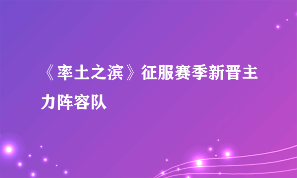 《率土之滨》征服赛季新晋主力阵容队