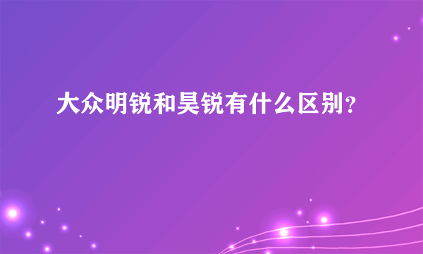 大众明锐和昊锐有什么区别？