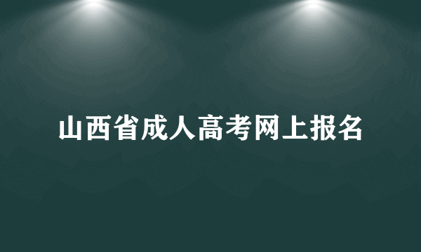 山西省成人高考网上报名