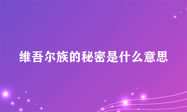 维吾尔族的秘密是什么意思