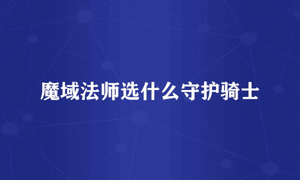 魔域法师选什么守护骑士