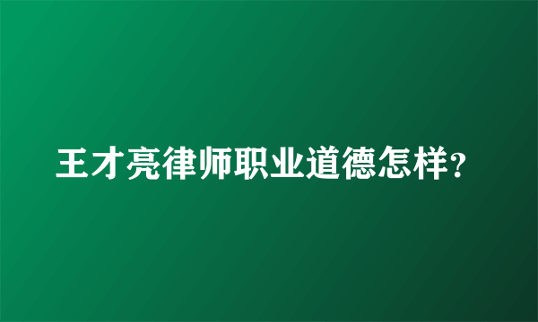 王才亮律师职业道德怎样？