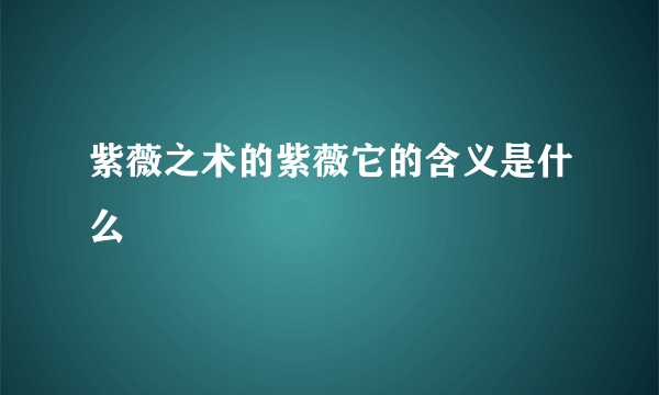 紫薇之术的紫薇它的含义是什么