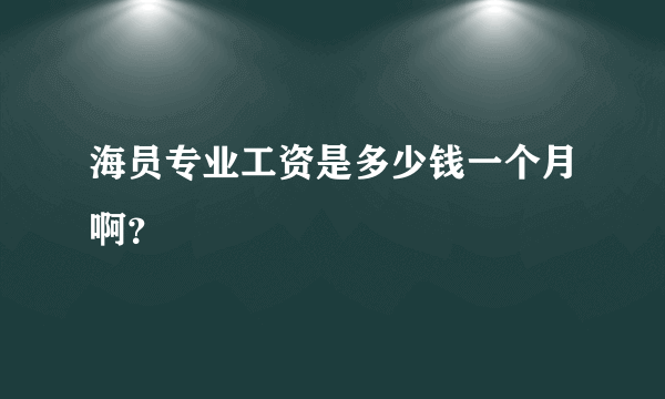 海员专业工资是多少钱一个月啊？