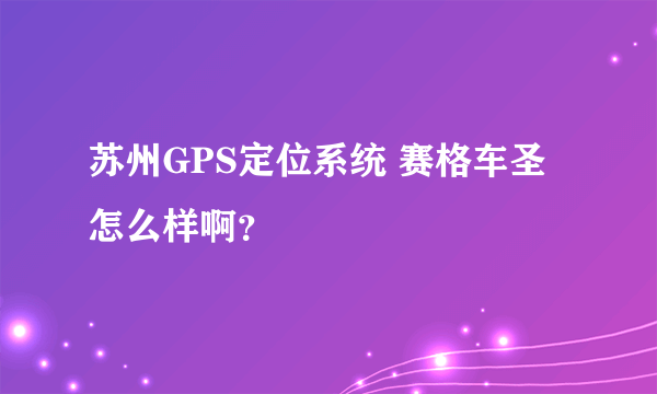 苏州GPS定位系统 赛格车圣怎么样啊？