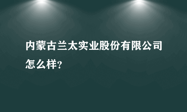 内蒙古兰太实业股份有限公司怎么样？