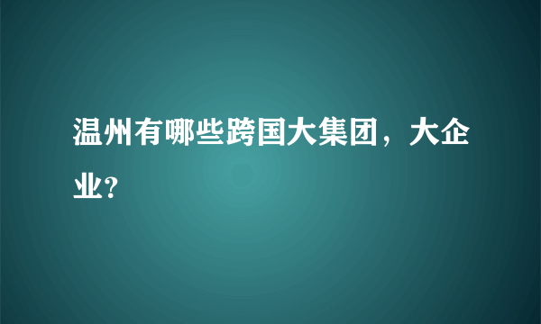 温州有哪些跨国大集团，大企业？