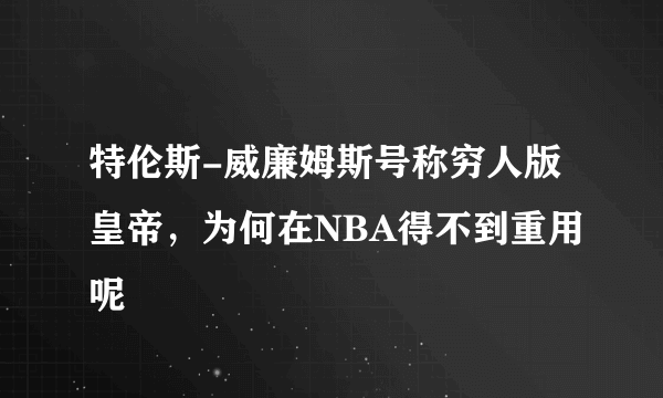 特伦斯-威廉姆斯号称穷人版皇帝，为何在NBA得不到重用呢