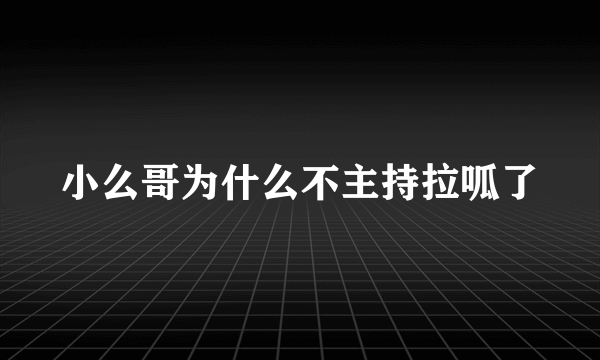 小么哥为什么不主持拉呱了