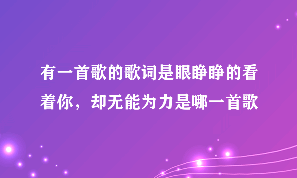 有一首歌的歌词是眼睁睁的看着你，却无能为力是哪一首歌