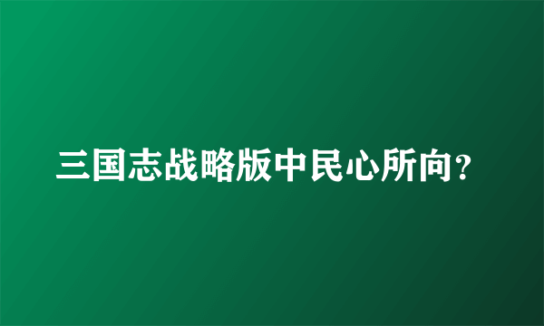 三国志战略版中民心所向？