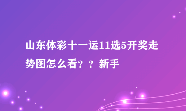 山东体彩十一运11选5开奖走势图怎么看？？新手