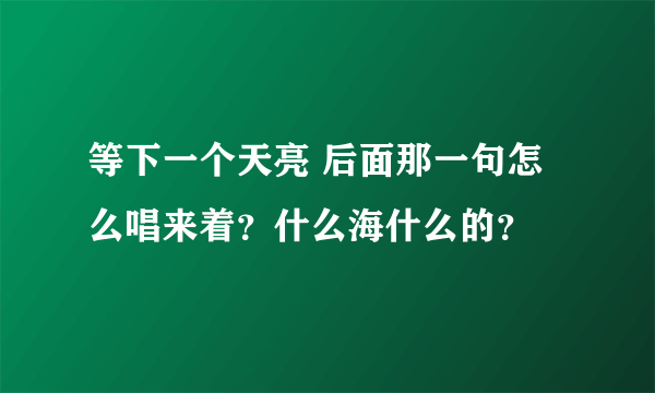 等下一个天亮 后面那一句怎么唱来着？什么海什么的？