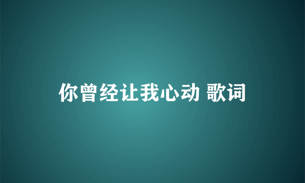 你曾经让我心动 歌词