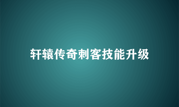 轩辕传奇刺客技能升级